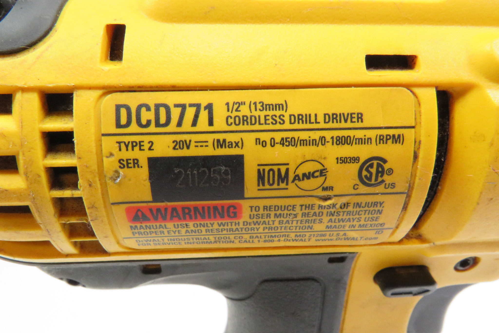 DeWalt DCD771 20V MAX Lithium-Ion 1/2