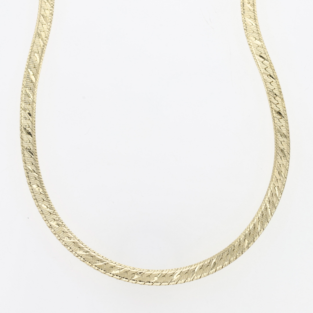 Reversible Herringbone Chain Necklace 14k Yellow Gold