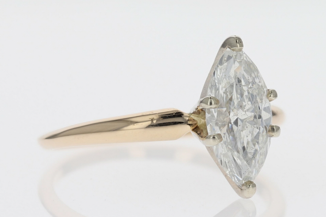 1.51ct Marquise Cut Diamond Solitaire Engagement Ring 14k Yellow Gold ...