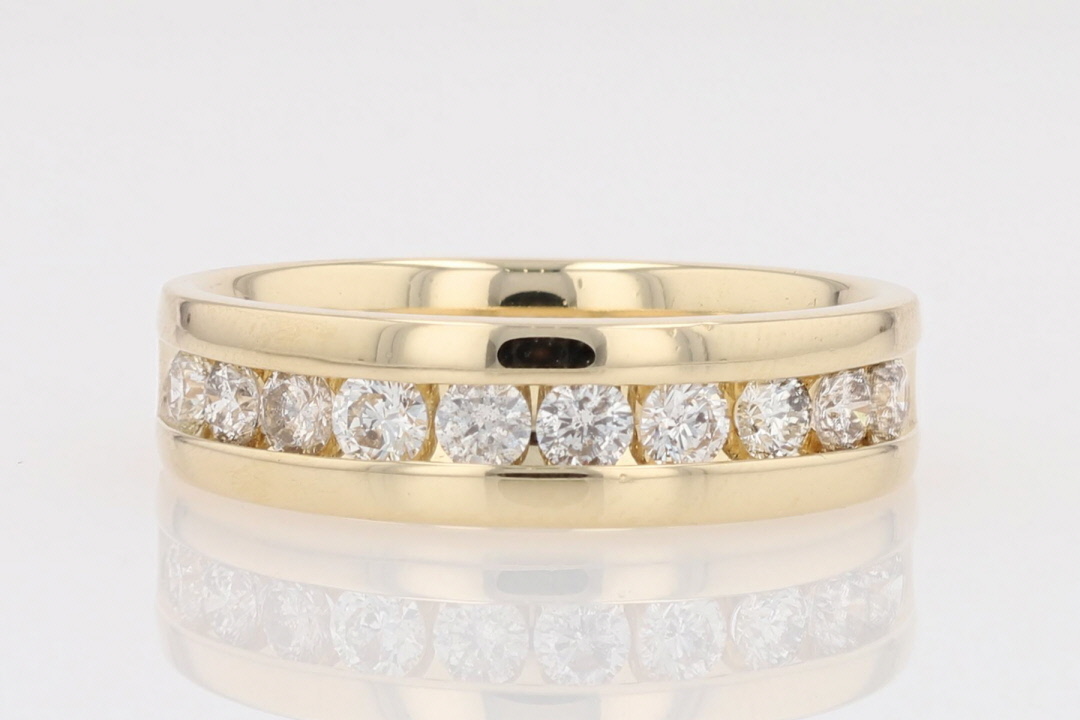 1.00ctw Round Cut Diamond Channel-Set Wedding Band Ring 14k Yellow Gold ...