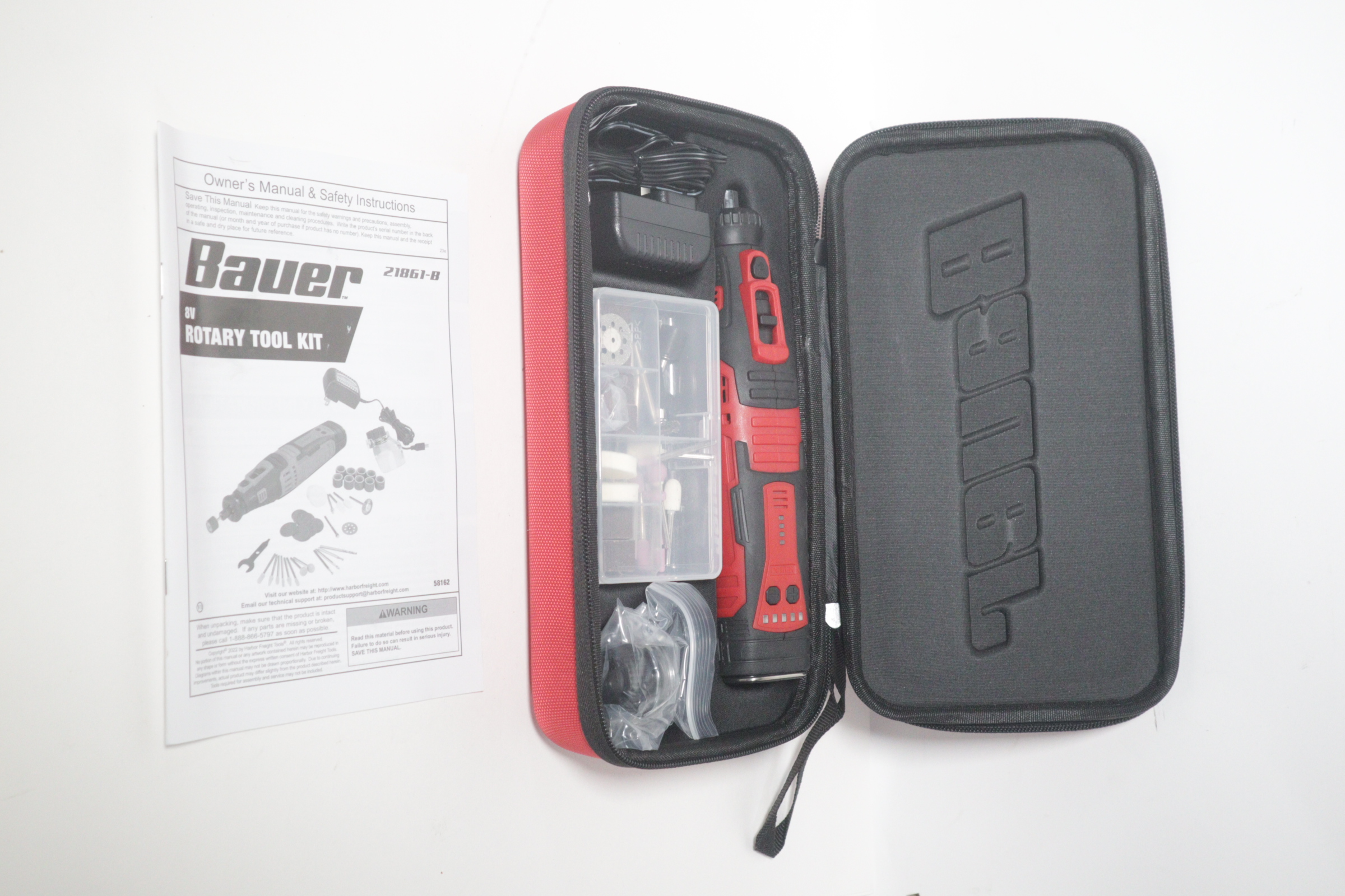 BAUER 21681-B 40 Piece 8V Cordless Variable Speed Rotary Tool