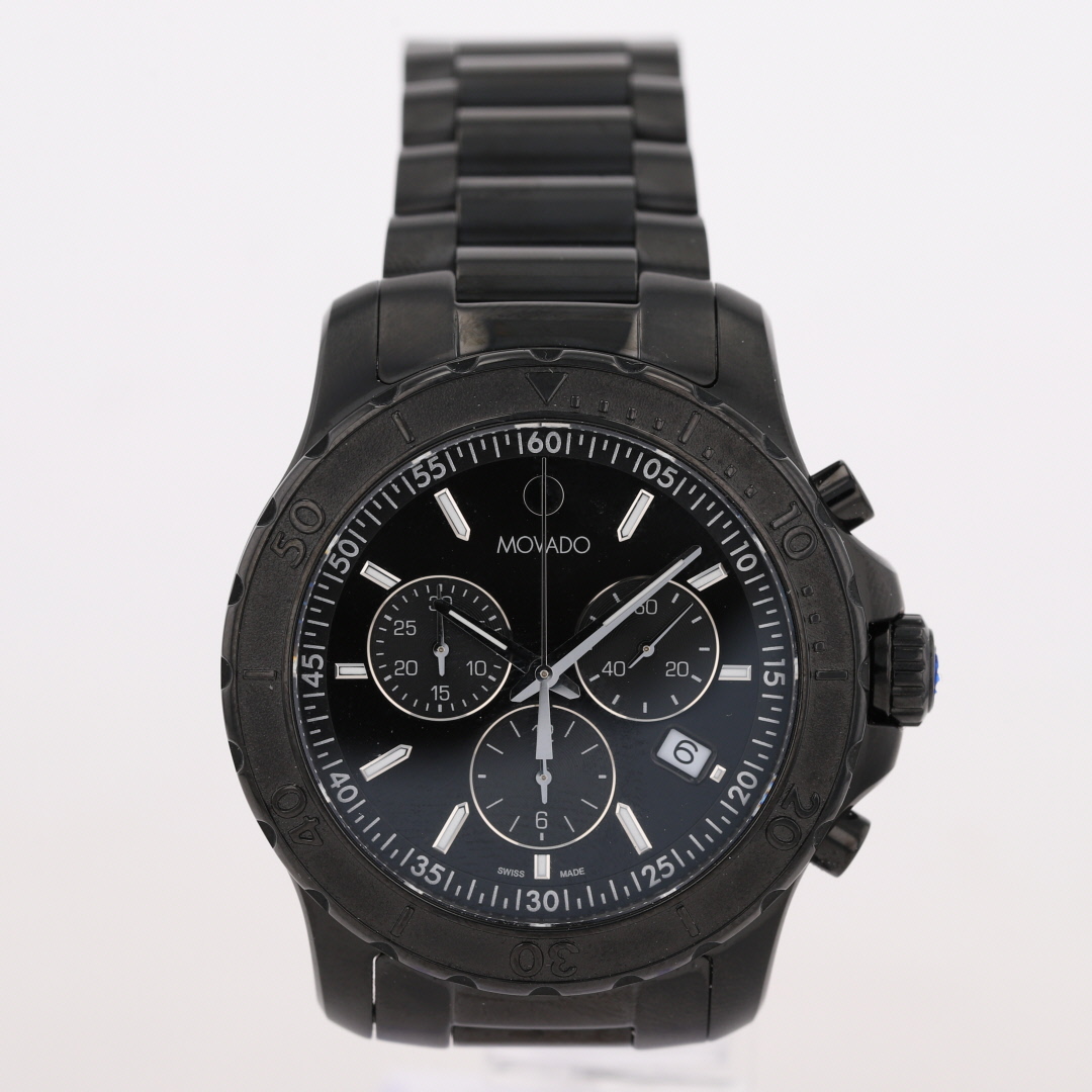 Movado Series 800 Black Dial Chronograph Quartz Stainless Steel