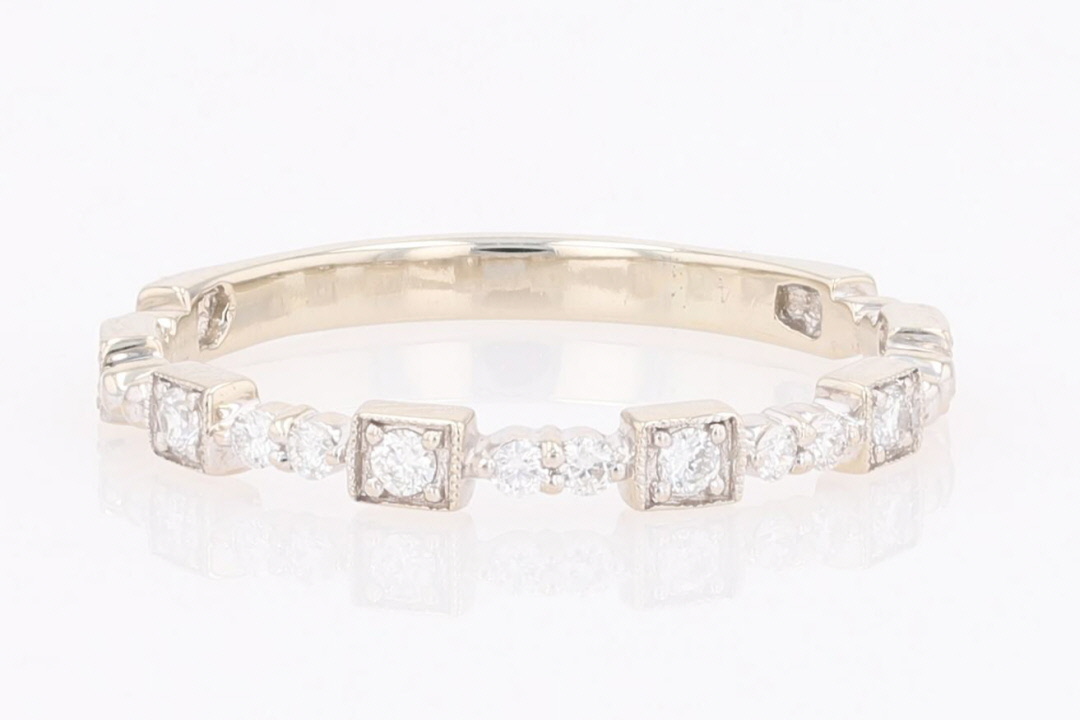 .15ctw Round Cut Diamond Prong Set Wedding Band Ring 14k White Gold ...