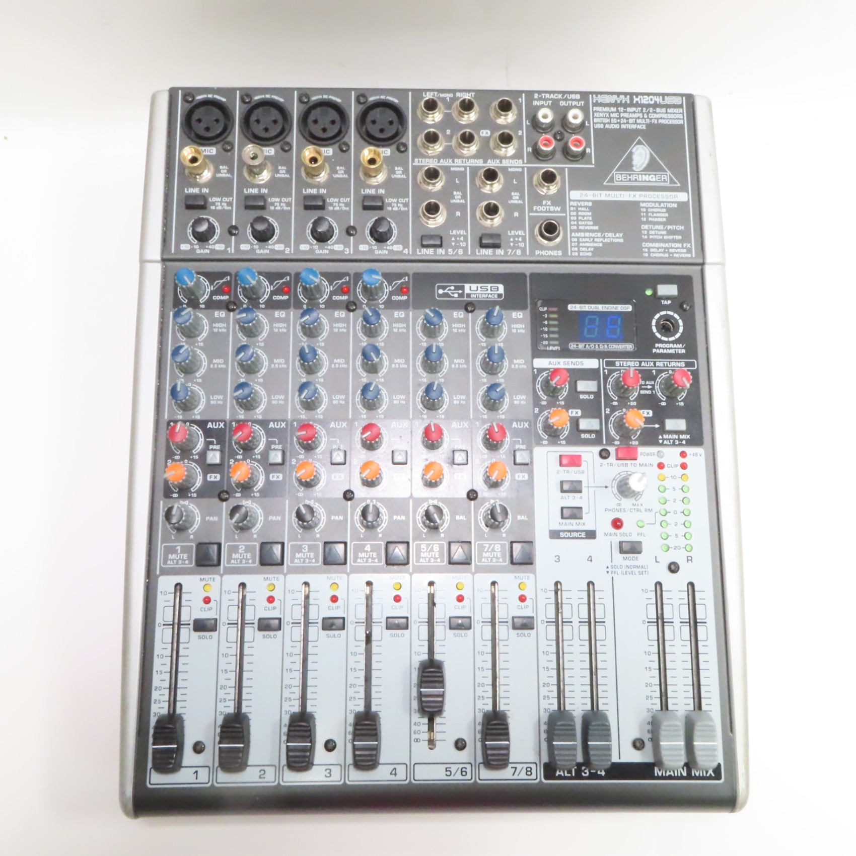 Behringer Xenyx X1204USB 12-Channel Desktop USB Studio Mixer/Multi FX ...