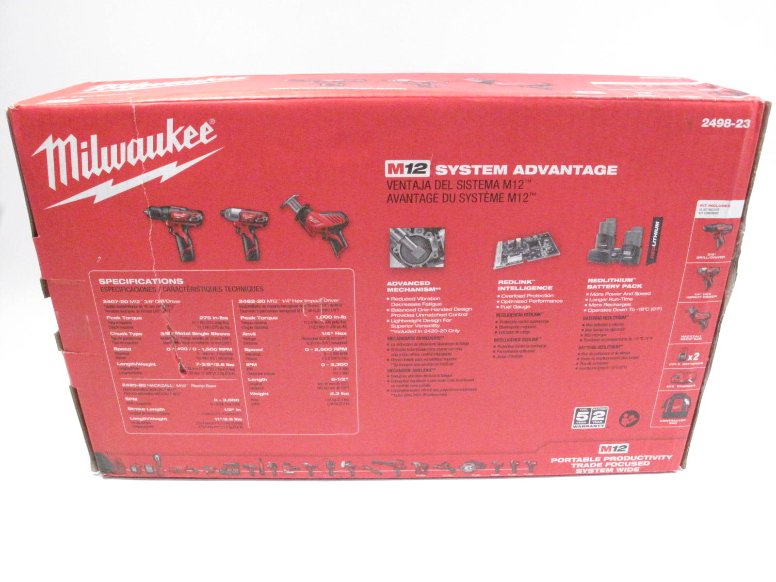 Milwaukee 2498-23 3-Piece Cordless Combo Tool Set 12V