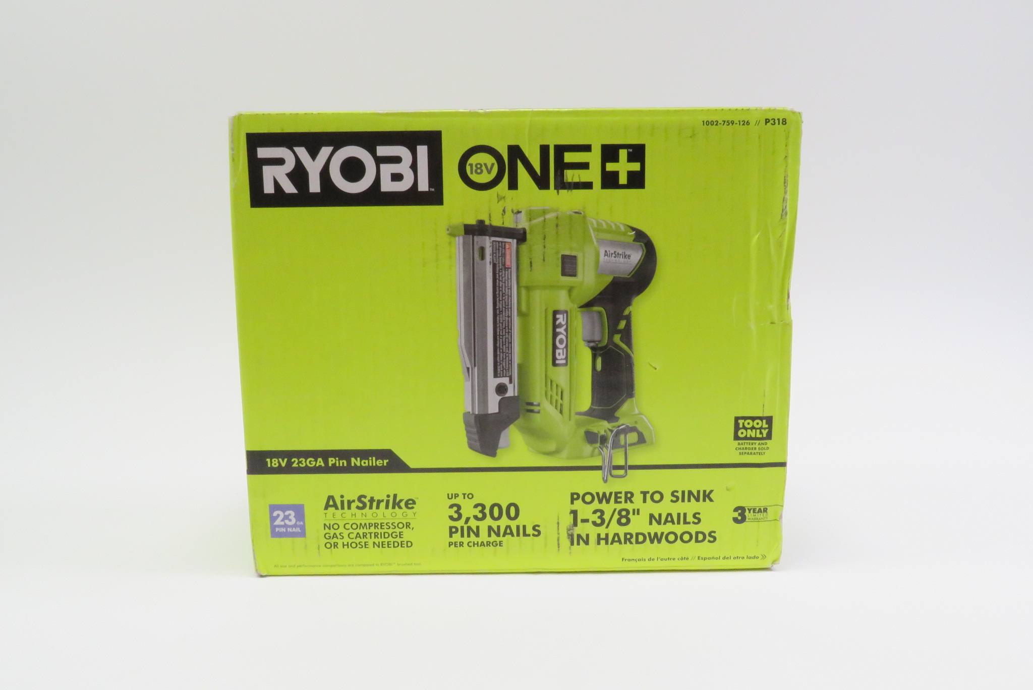 Ryobi P318 ONE+ 18V Cordless AirStrike 23-Gauge 1-3/8