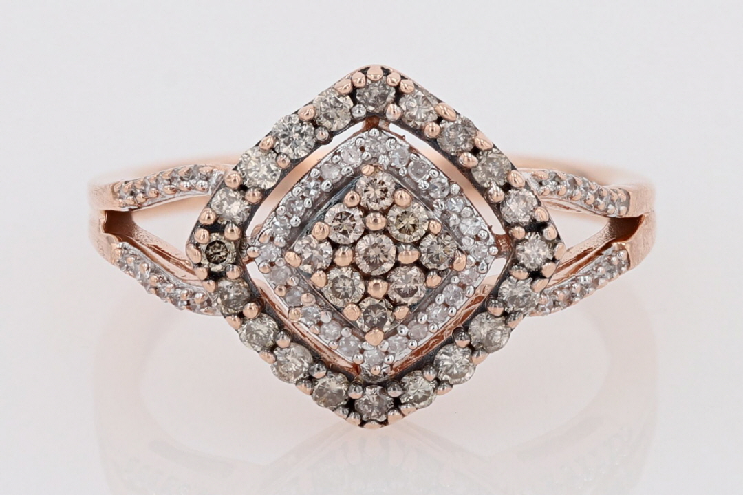 14K Rose Gold Round Cluster Diamond Engagement Ring