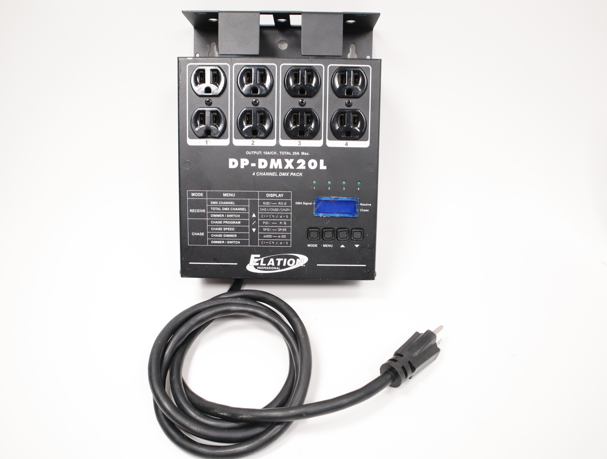 Elation DP-DMX20L 4-channel DMX Dimmer/Switch Pack 20 Amp Max 5556