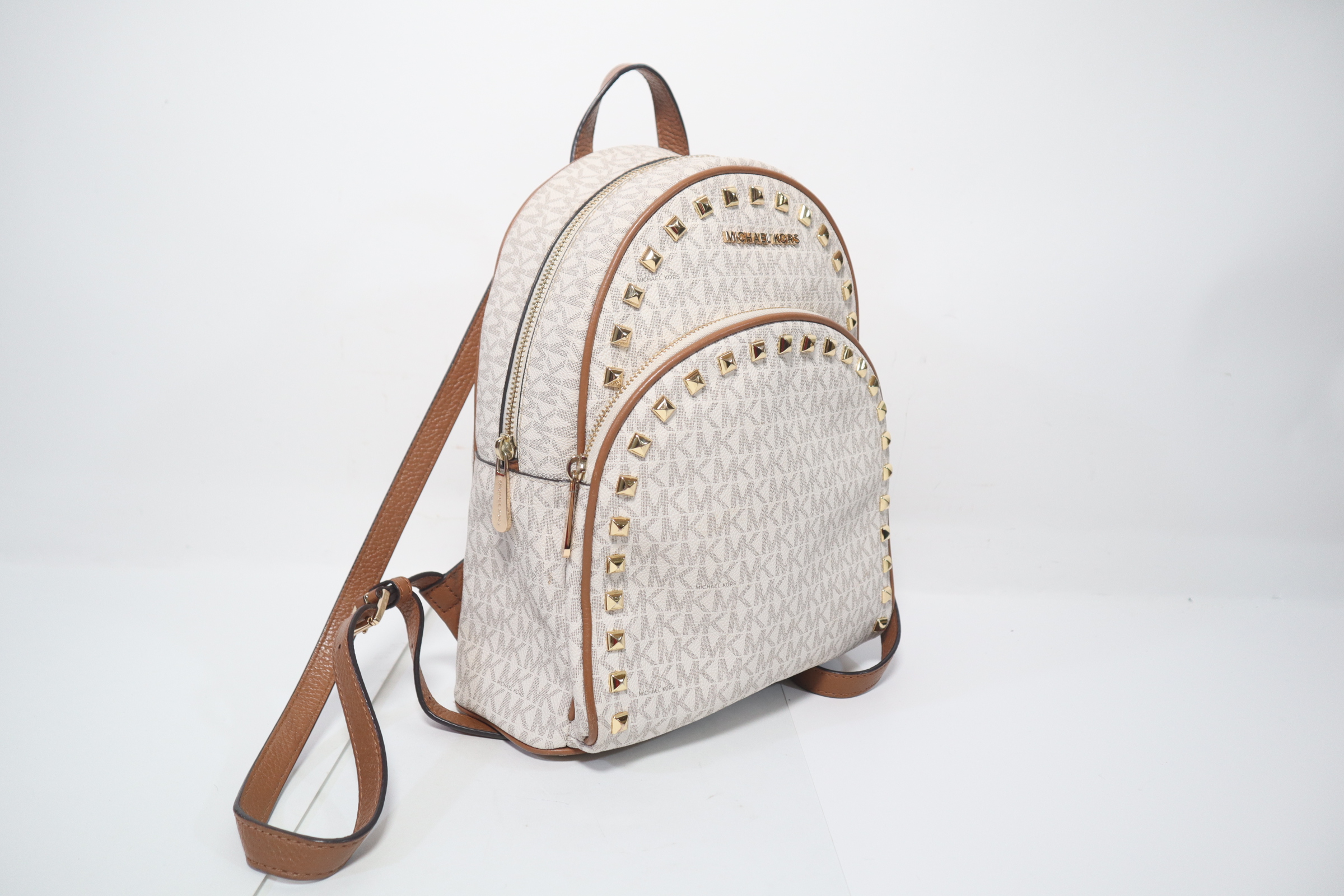 Michael Kors vanilla stud backpack with tags Michael Kors ABBEY 35S9GAYB6B Medium Frame Out Stud Backpack  main image 3
