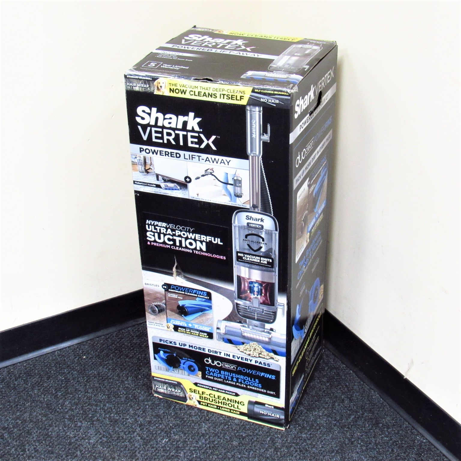 Shark Vertex Powered LiftAway Corded Upright Vacuum Cleaner Silver Blue