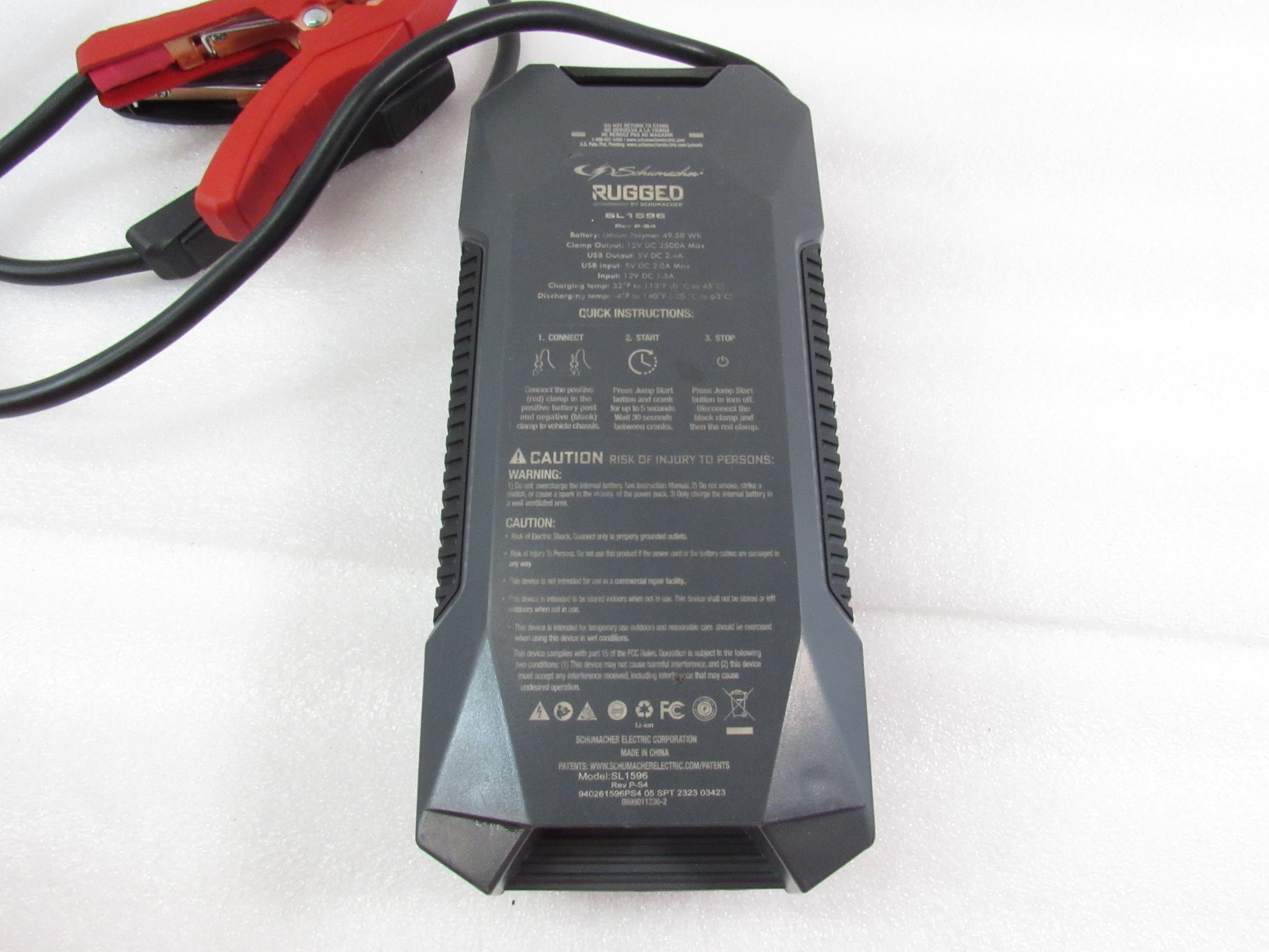 Schumacher 2500A Rugged Jump Starter Portable Power Pack