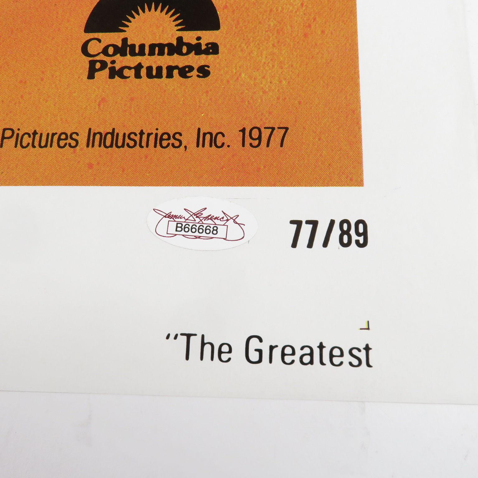 Muhammad Ali 'The Greatest' #77 of 89 Signed Movie Poster - JSA COA
