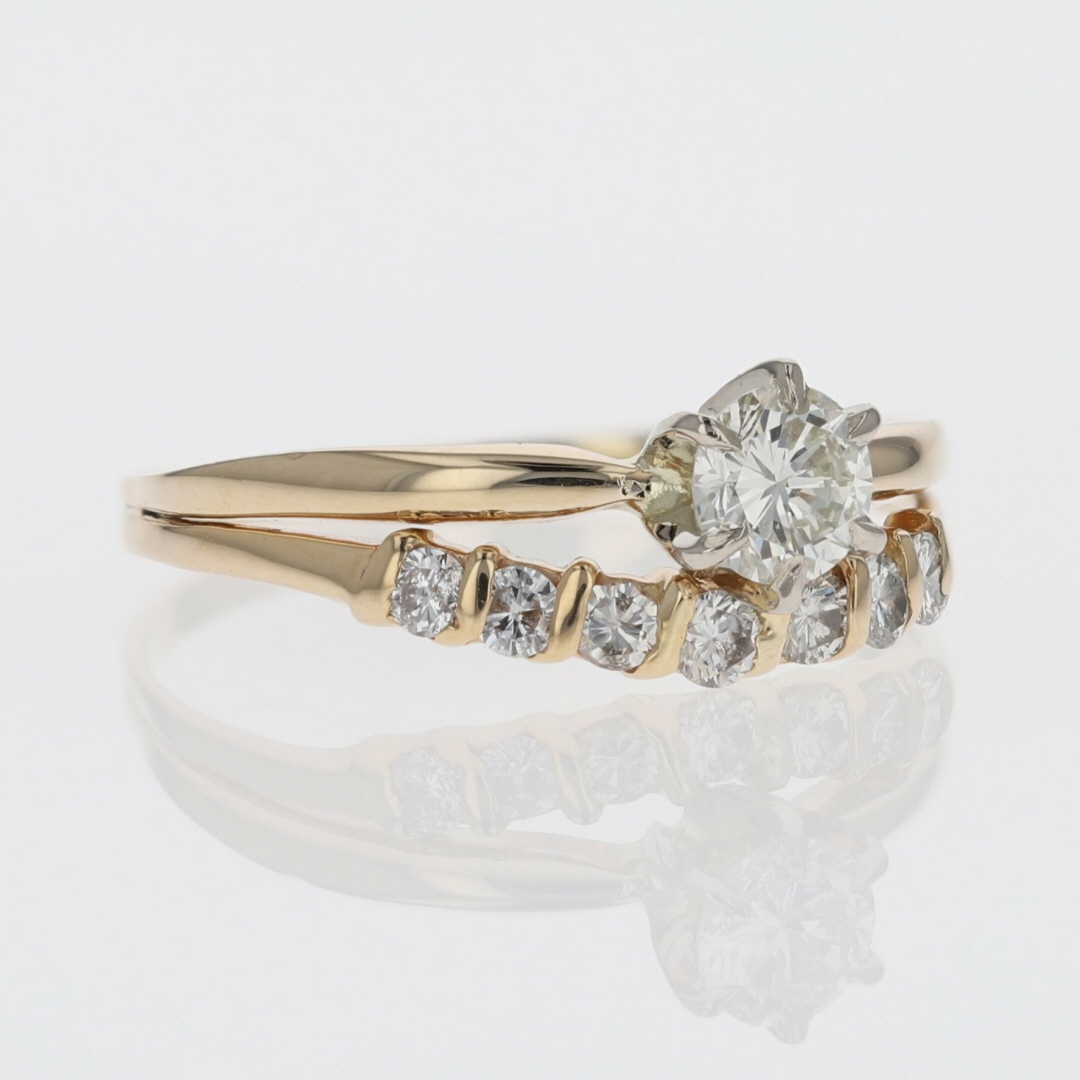 .55ctw Diamond Solitaire with Accents Wedding Set Rings 14k Yellow Gold