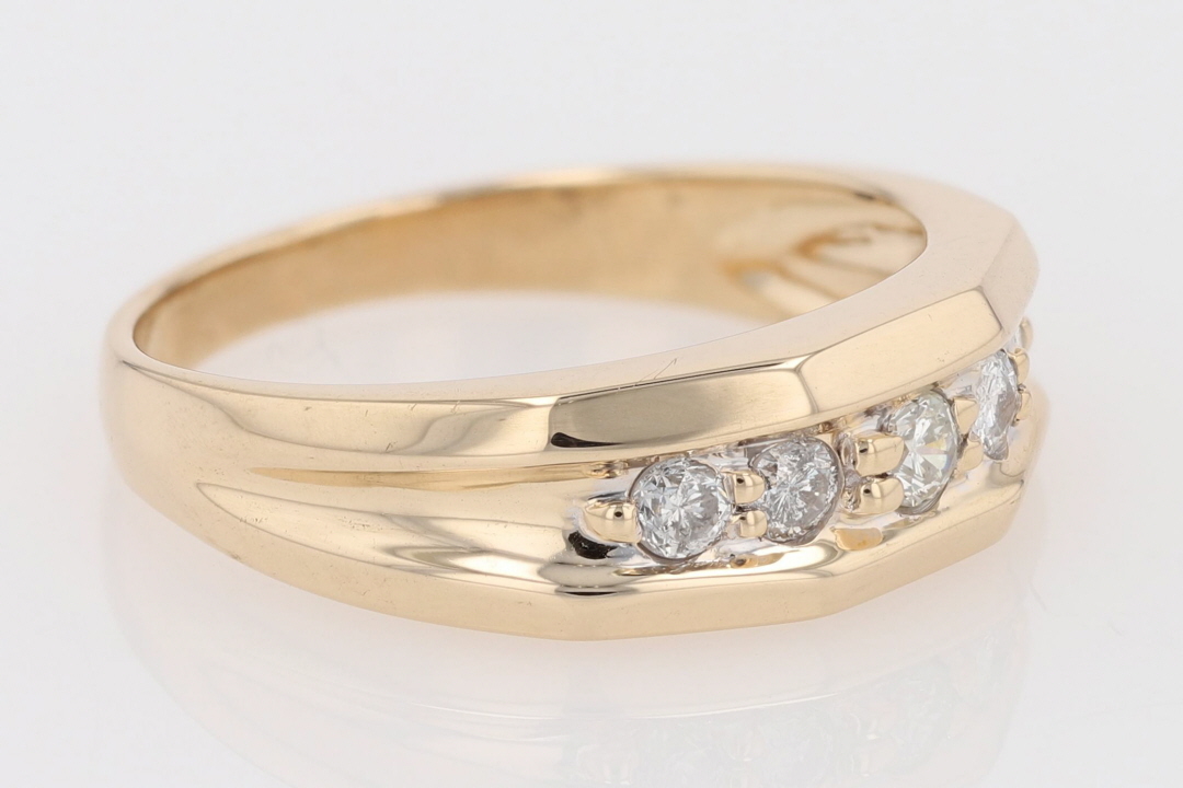 .50ctw Round Cut Diamond Prong Set Wedding Band Ring 14k Yellow Gold ...