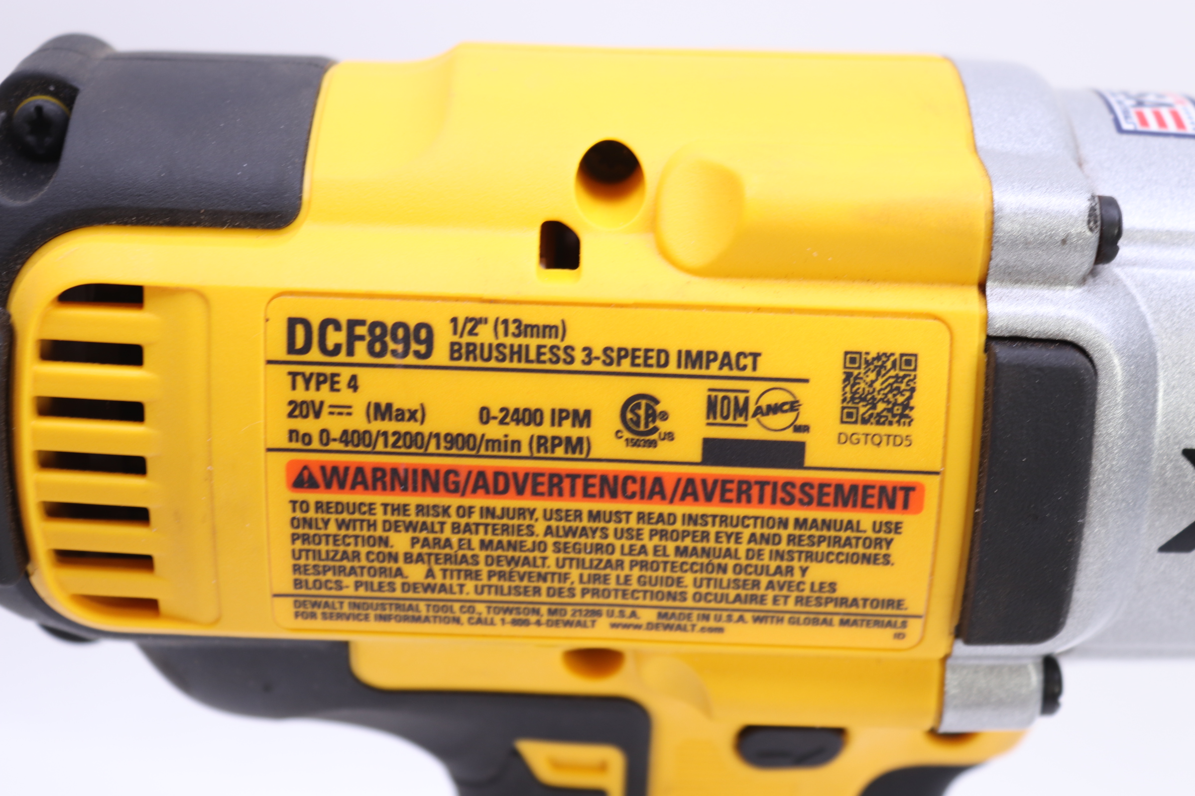DeWalt DCF899H 20V MAX XR Cordless Brushless 1/2 in. High Torque Impact