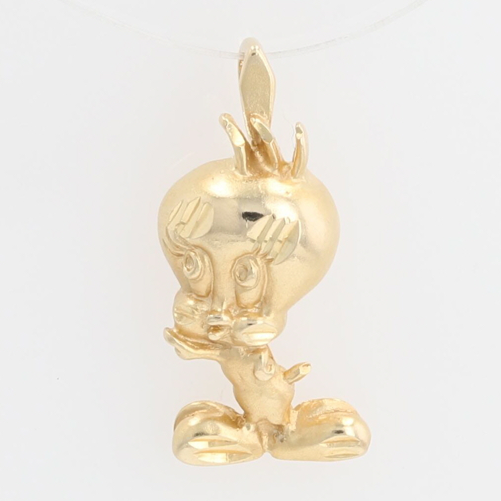 14k Yellow Gold Tweety top Bird Pendant Charm