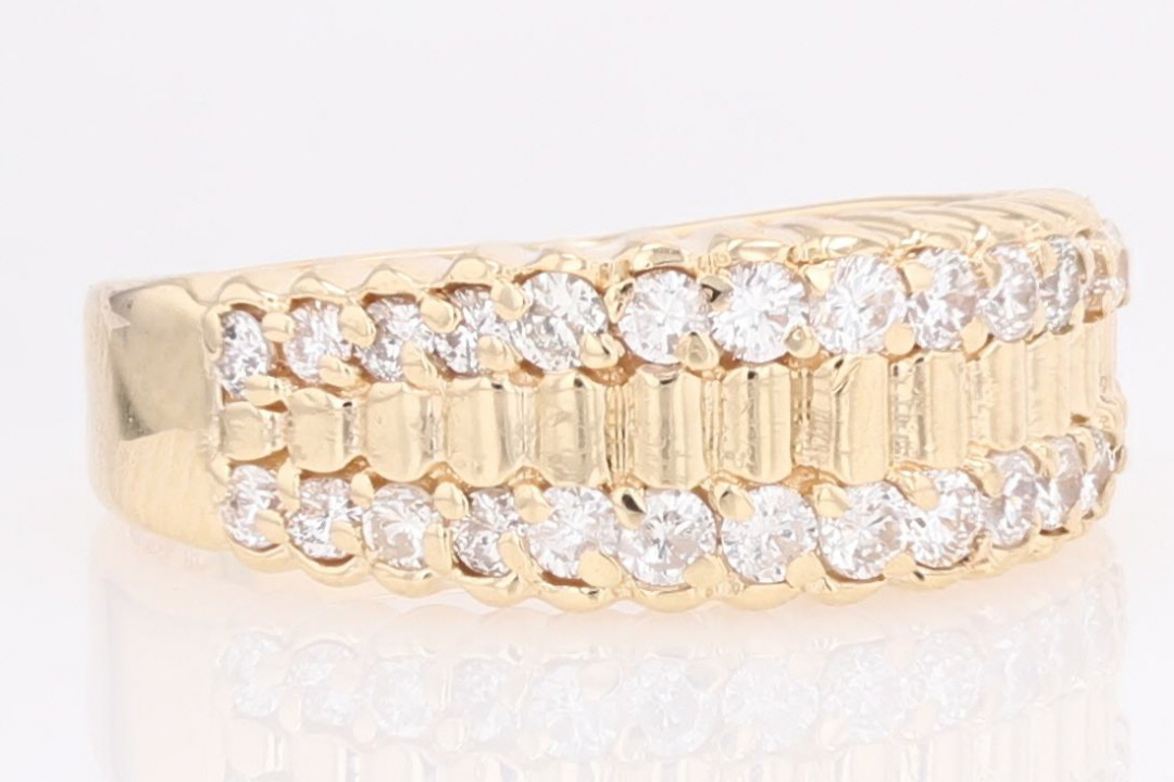 1.00ctw Round Cut Diamond Prong Set Wedding Band Ring 14k Yellow Gold ...