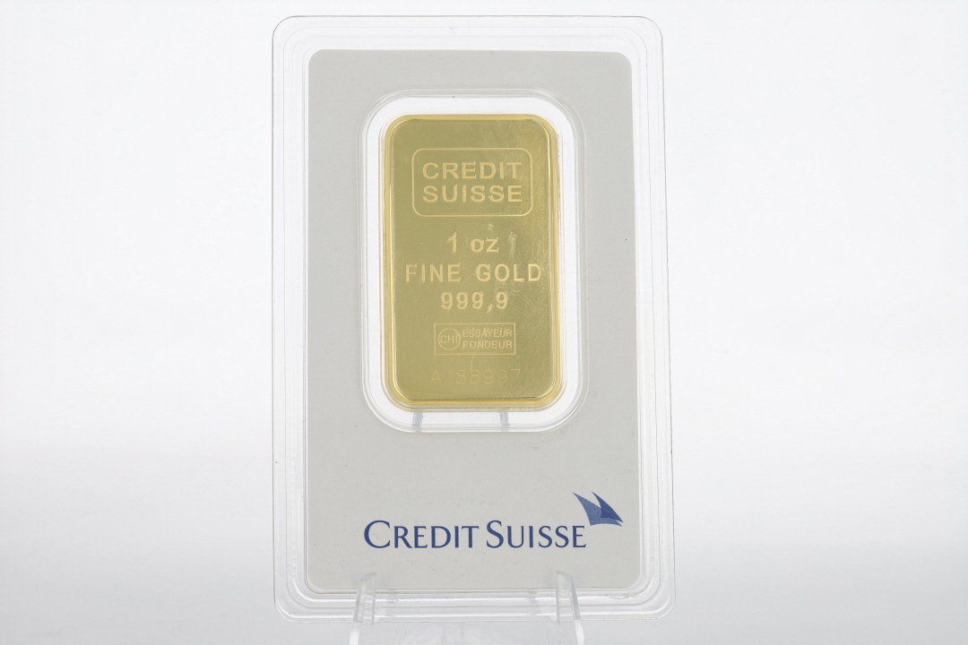 1 oz. Credit Suisse 999.9 Fine Gold Bar Certified in Assay