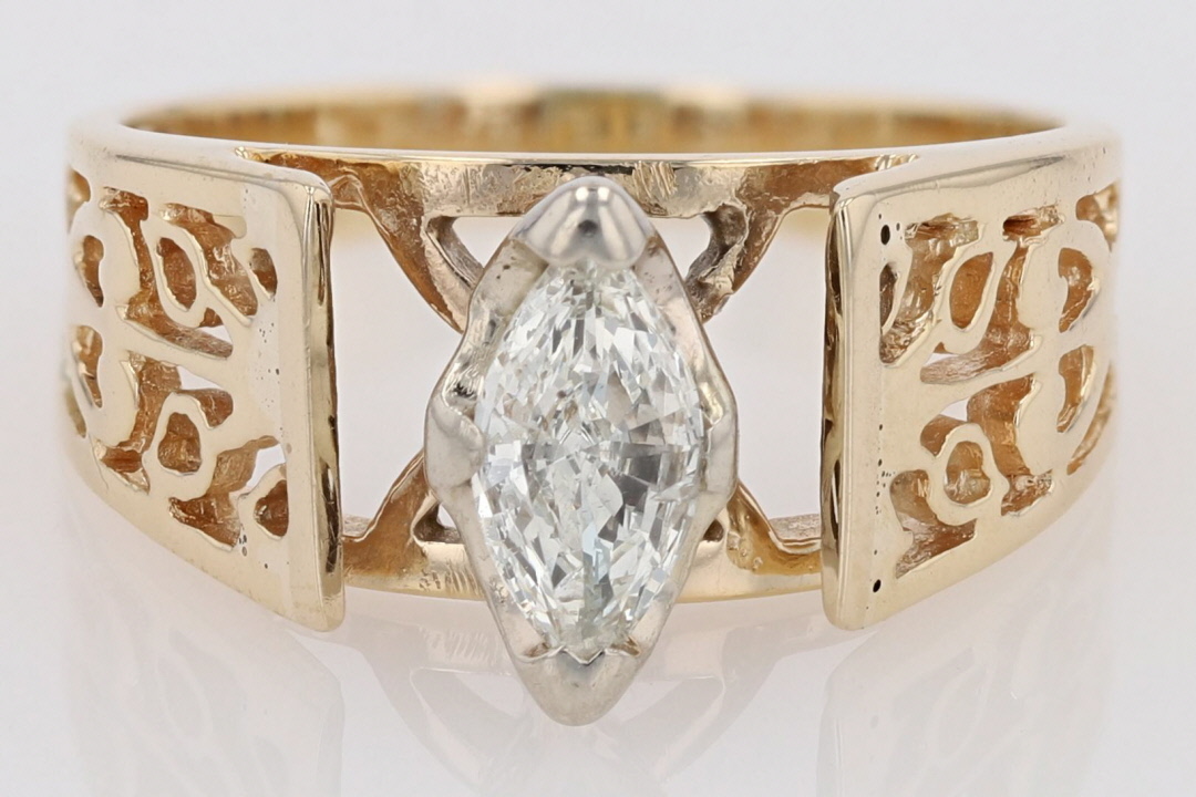 .55ct Marquise Cut Diamond Solitaire Engagement Ring 14k Yellow Gold ...