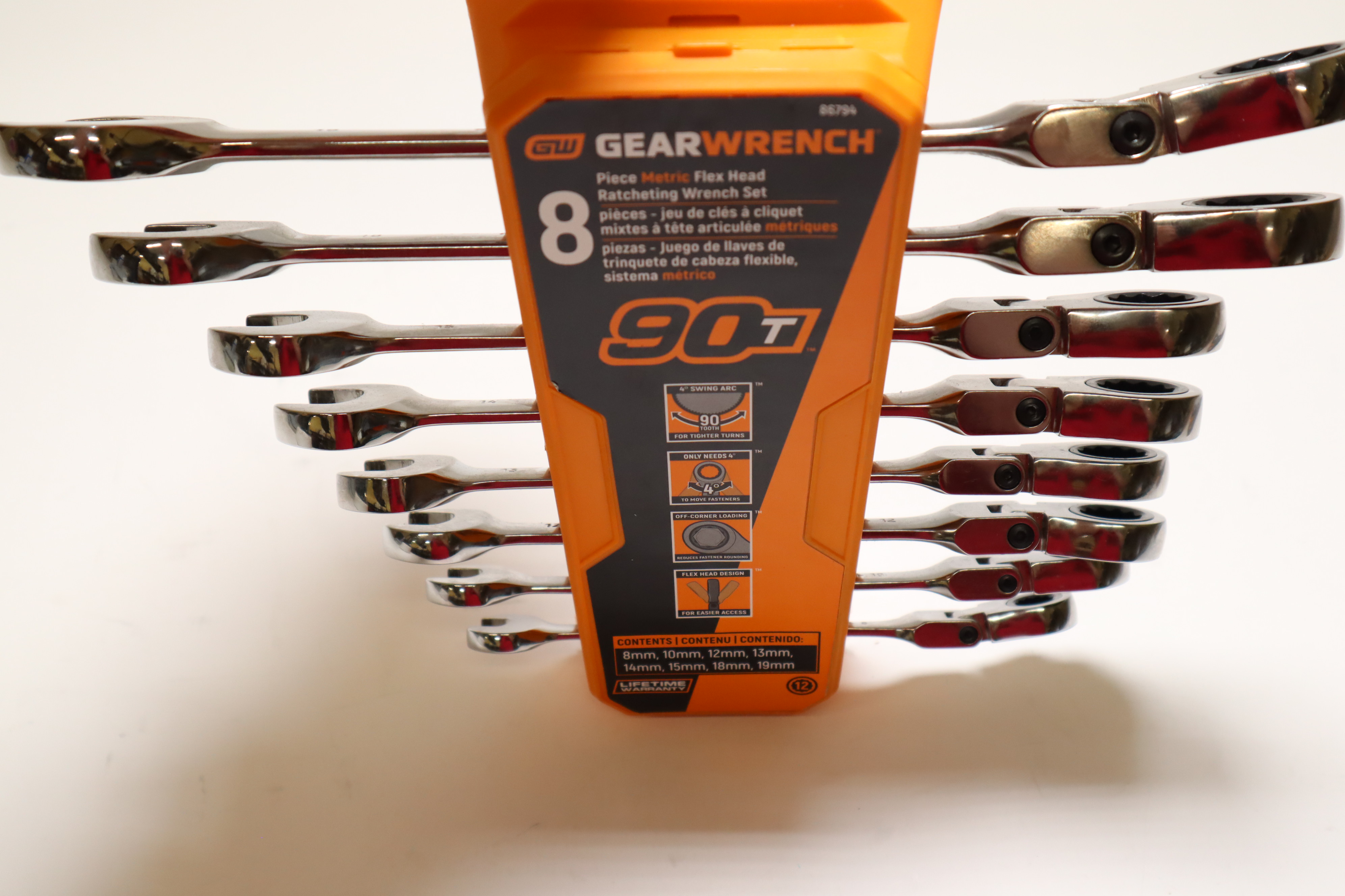 GearWrench 86794 8Piece Metric Ratcheting Wrench Tool Set