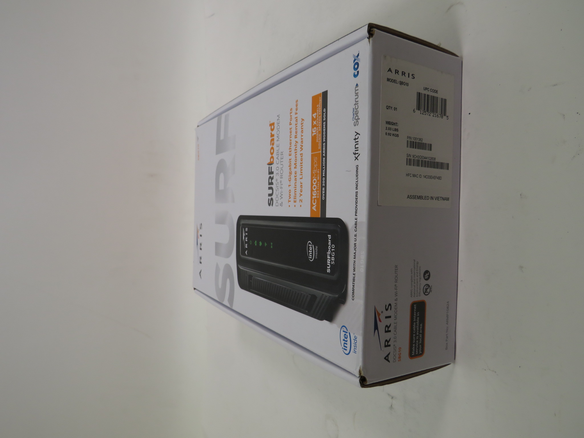 Arris Sbg10 SURFboard 400 Mbps 3.0 DOCSIS Cable Modem&Wi-Fi Router