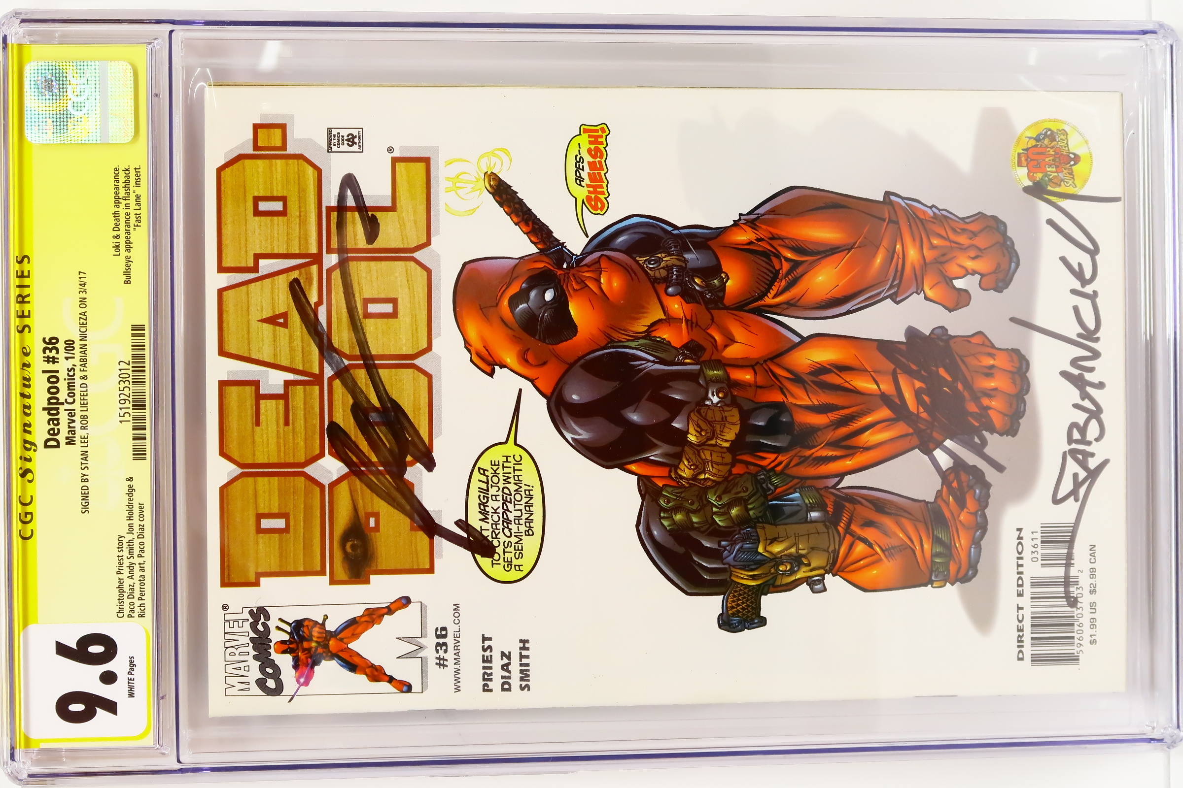 Deadpool (1997) #36 Authenticated Signature CGC 9.6 NEAR MINT+ Marvel ...