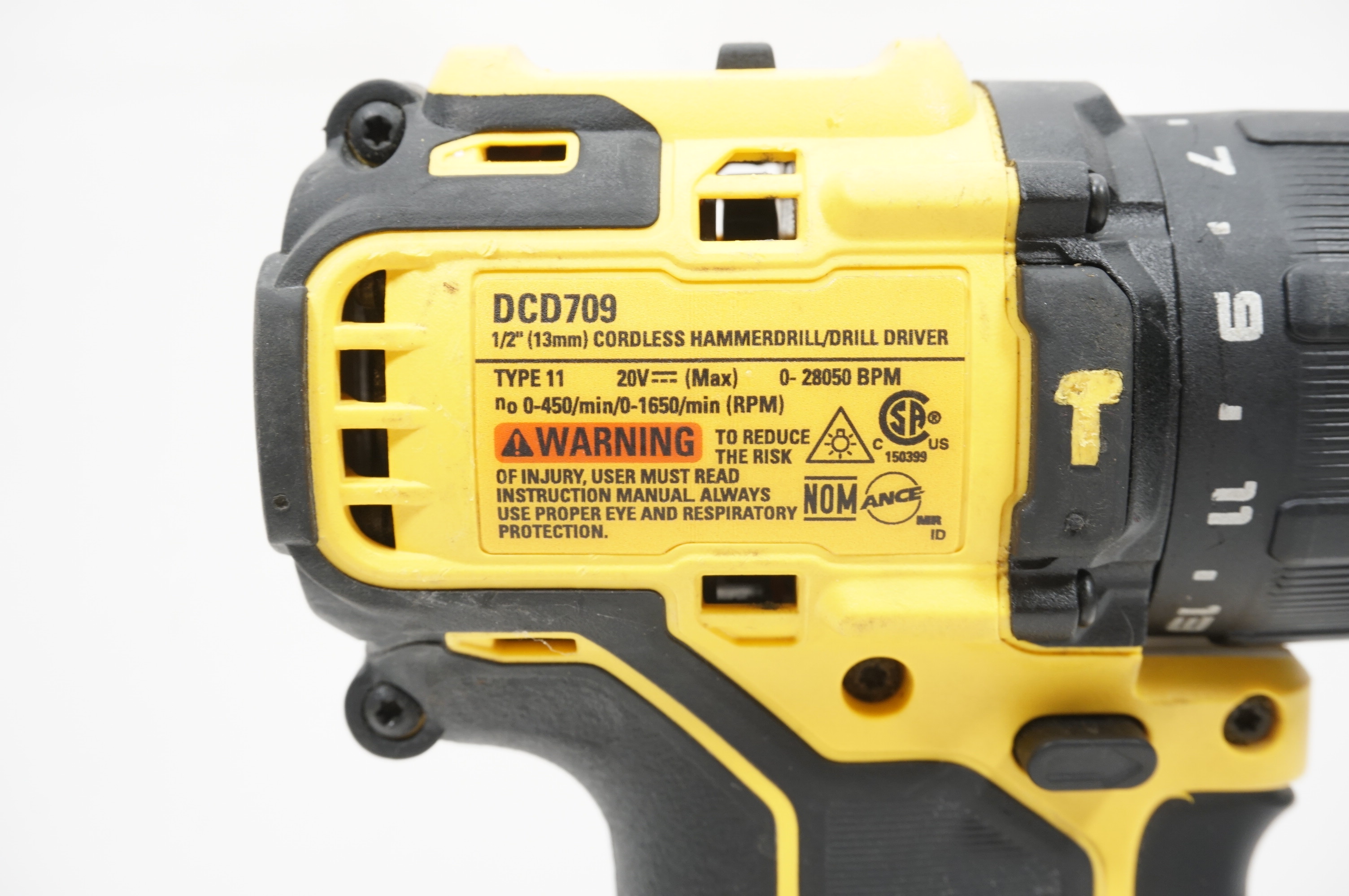 DeWalt DCD709 20V MAX Cordless Brushless Compact 1/2 in. Hammer Drill