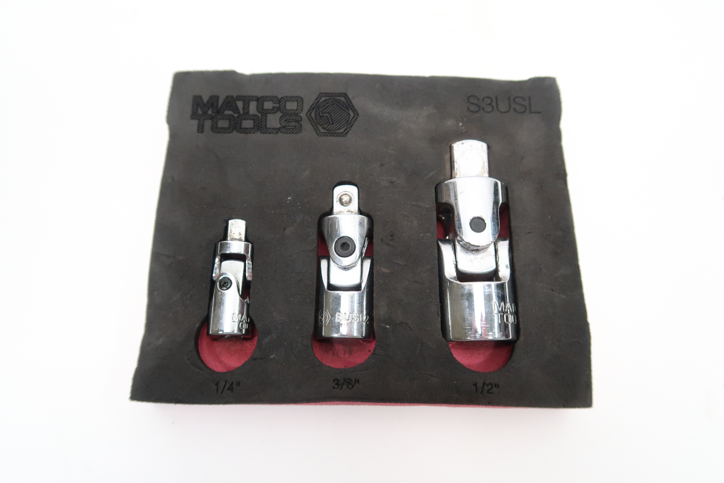 Matco S3USL 3 Piece Spring Loaded Chrome Universal Joint Adapter Set
