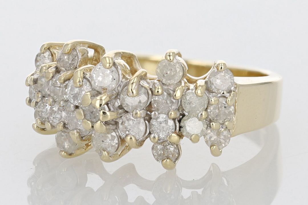 1.94ctw Round Cut Diamond Cluster Statement Ring 10K Yellow Gold Size 7