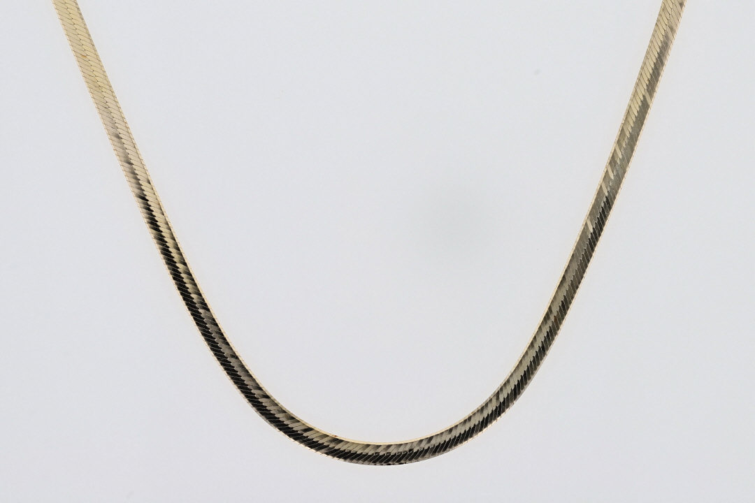 3mm Herringbone Link Chain 20" Necklace 14k Yellow Gold Italy 6.48 Grams