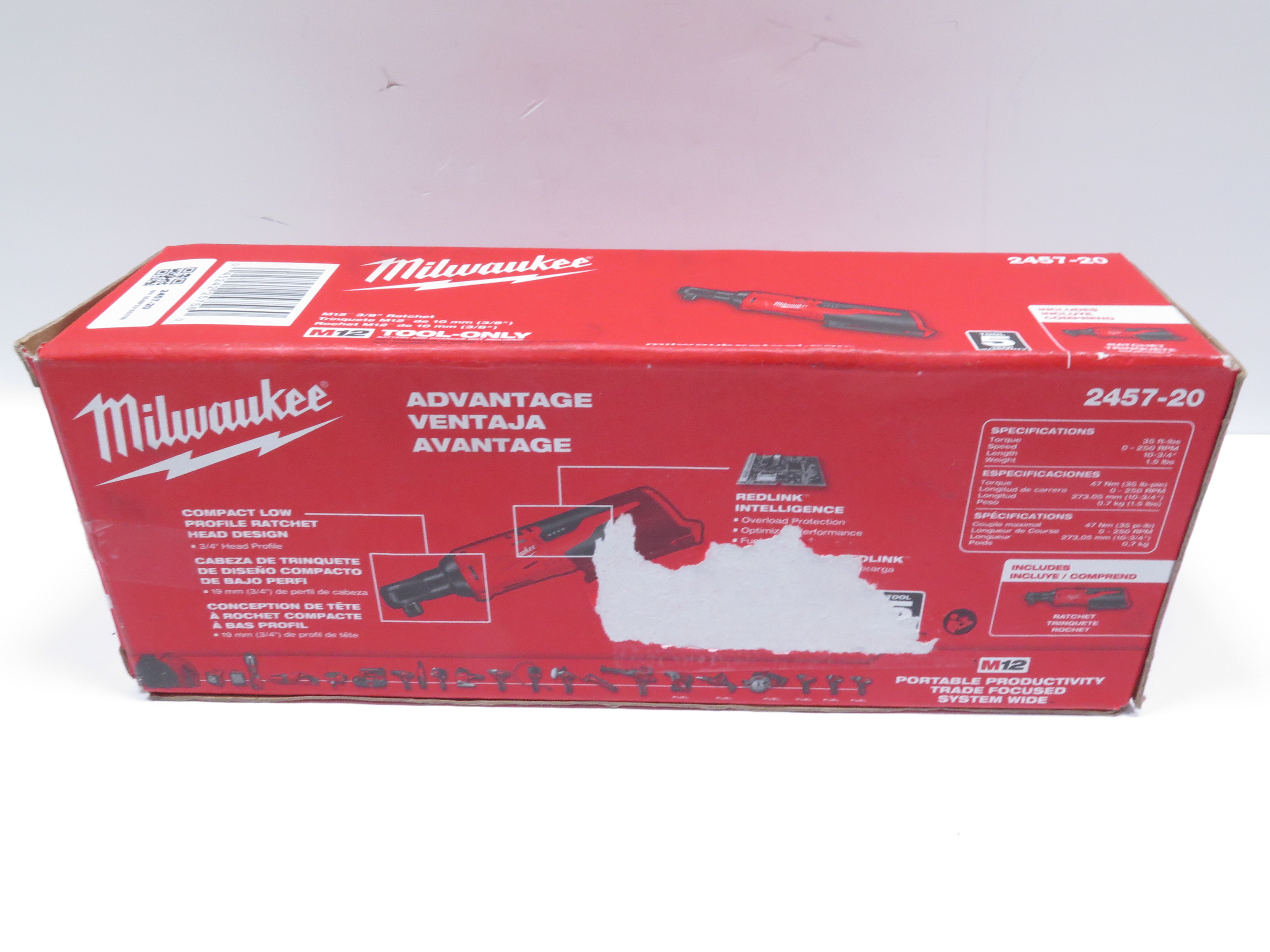 Milwaukee 2457-20 M12 12V Lithium-Ion Cordless 3/8 in. Ratchet 8229