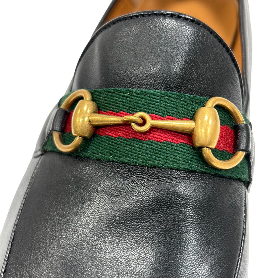 Gucci 581513 Web Horsebit Leather Loafer Size 11 Men's