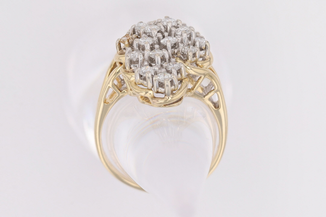 94ctw Round Cut Diamond Cluster Statement Ring 14k Multi