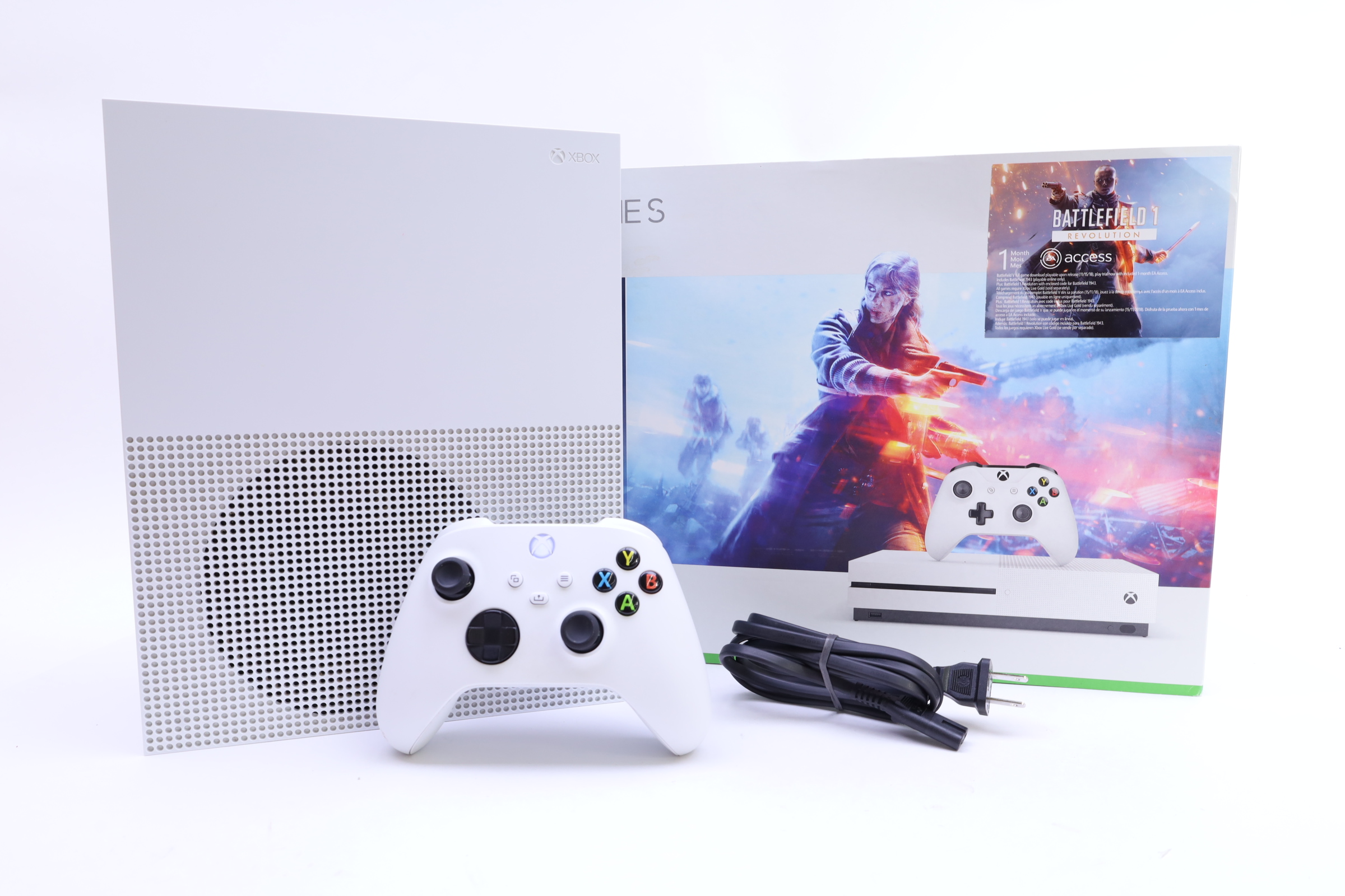 Xbox One S White 1 TB Console with games deals and controller