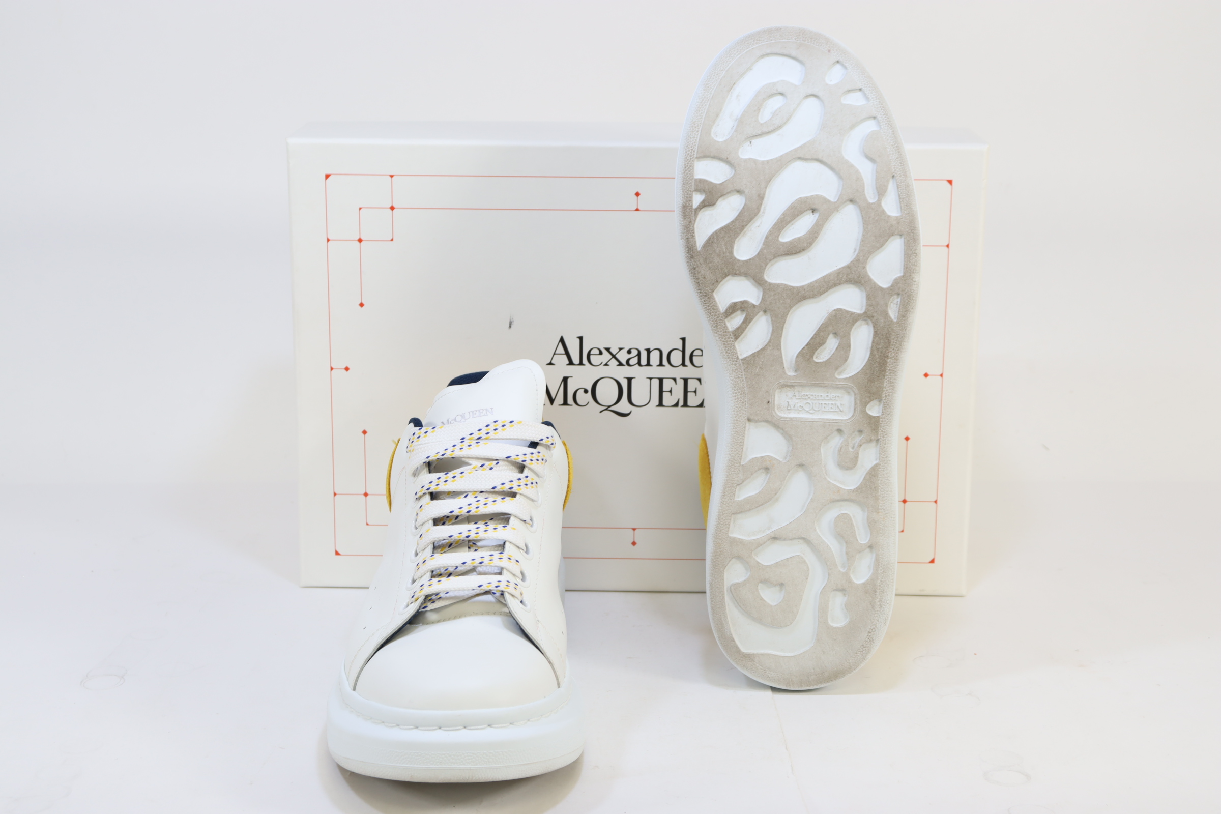 Alexander McQueen 705060 Oversized Sneaker 'White Pop Yellow Navy