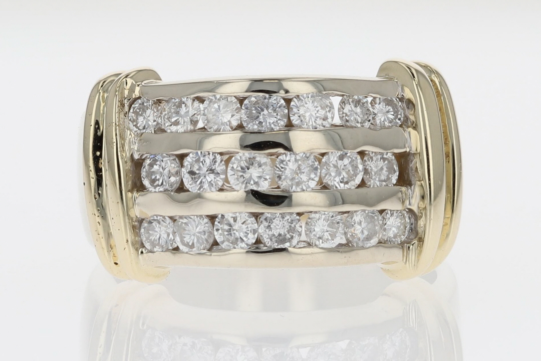 1.00ctw Round Cut Diamond Channel-Set Band Ring 14k Multi-Tone Gold Size 7