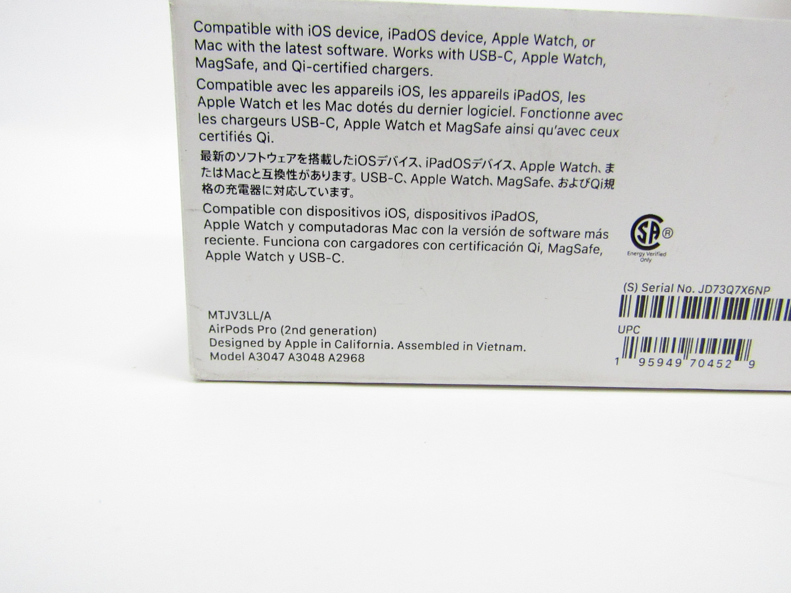 Apple AirPods Pro (2nd Generation) MTJV3LL/A Wireless Bluetooth