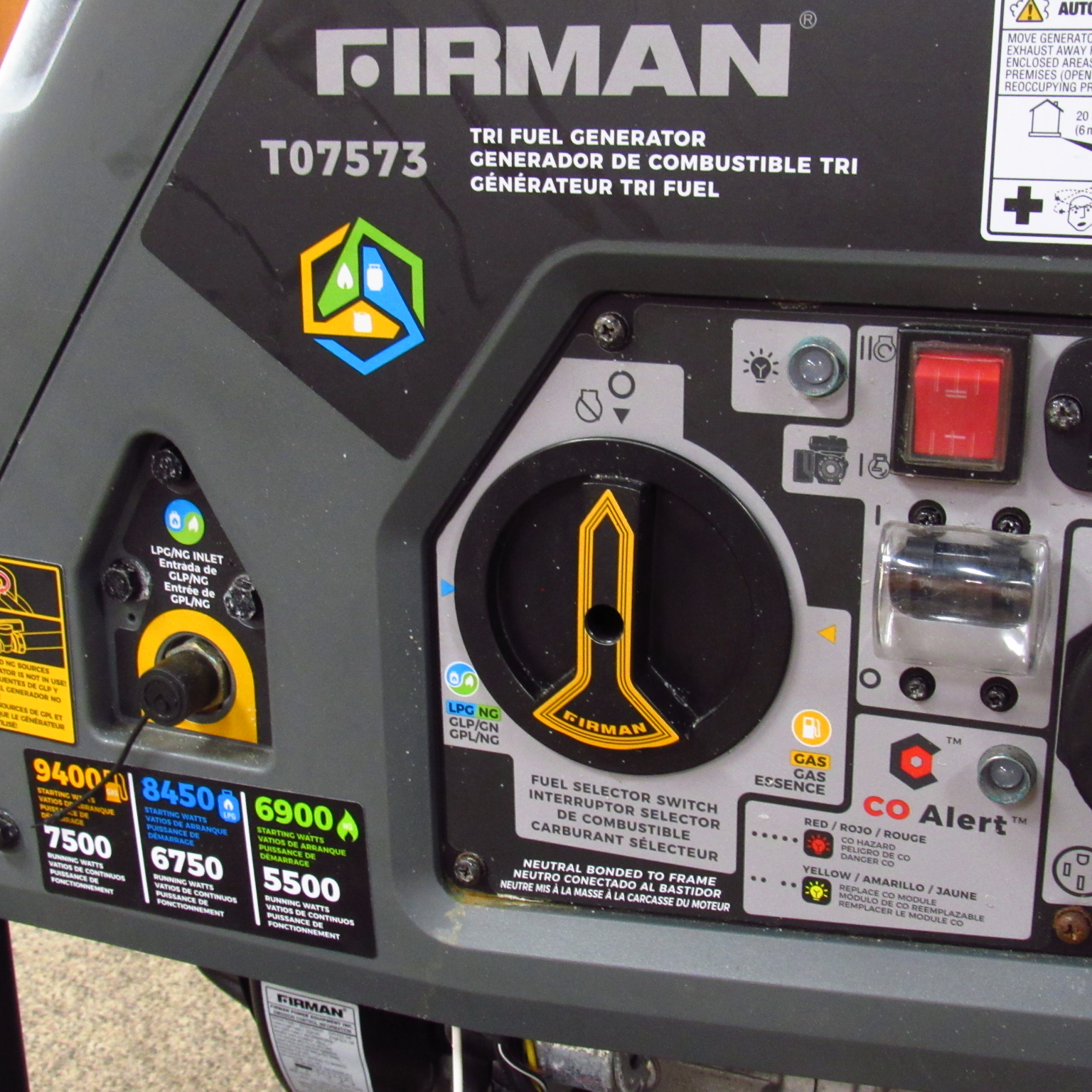 FIRMAN T07573 Tri Fuel Portable Generator Local PickUp Only