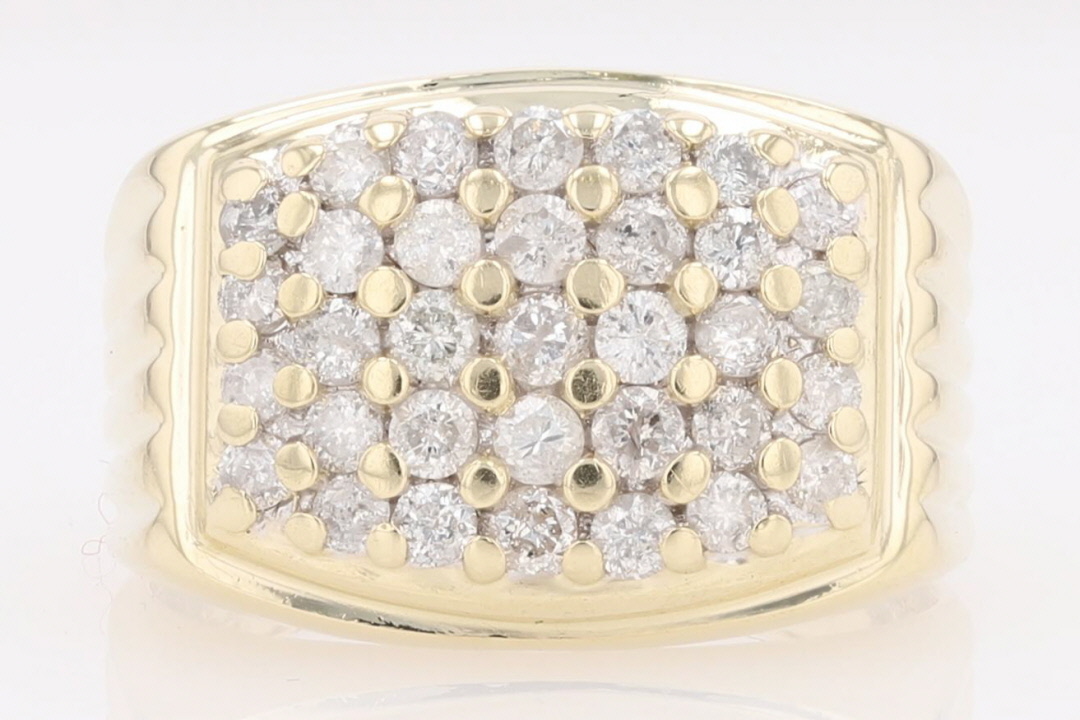 1.00ctw Round Cut Diamond Cluster Statement Band Ring 10k Yellow Gold ...