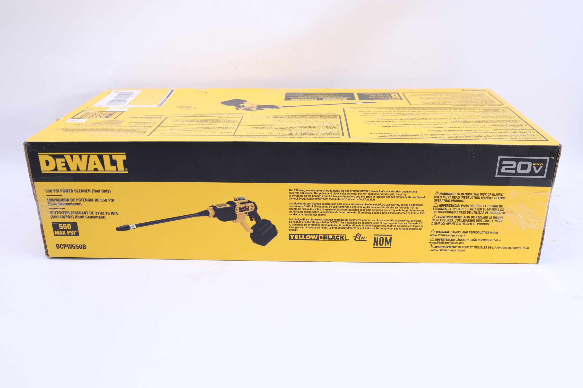 DeWalt DCPW550B 20V 550 PSI 1.0 GPM Cold Water Cordless Electric Power Cleaner