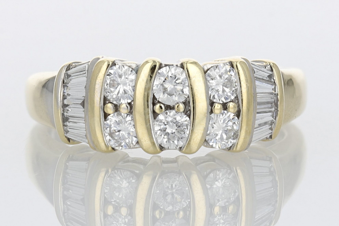 .99ctw Round & Baguette Cut Diamond Wedding Band Ring 14k Yellow Gold ...
