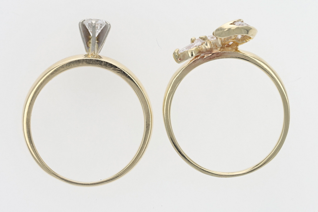 .22ctw Diamond Solitaire w/ Enhancer Wedding Set Rings 14k Yellow Gold ...