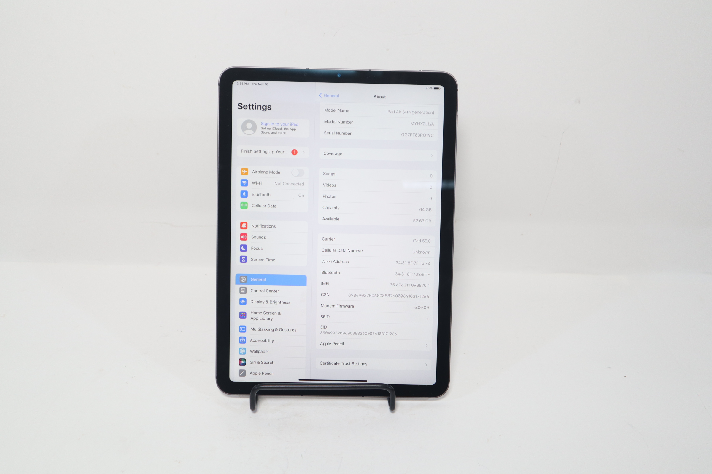 Apple iPad Air Gen 4 MYHX2LL/A A2324 Space Gray Unlocked Handheld
