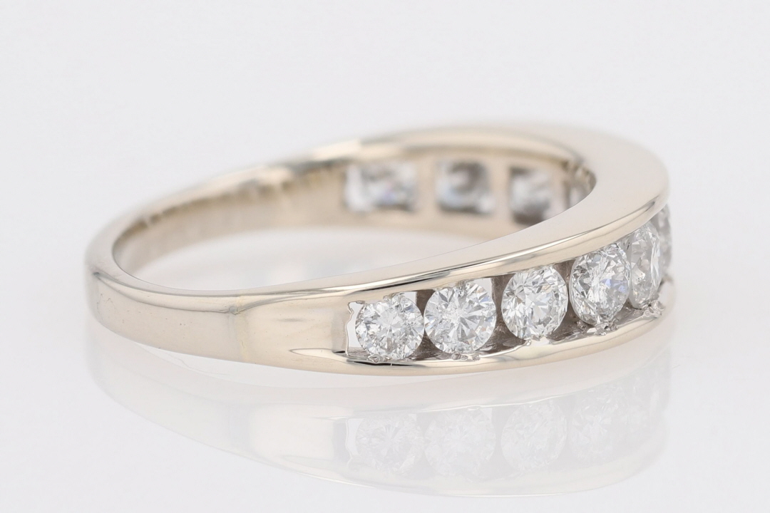 1.00ctw Round Cut Diamond Channel-Set Wedding Band Ring 14k White Gold ...