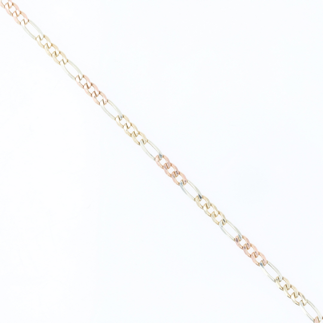 3.0mm Figaro Link Chain 28" Necklace 10k MultiTone Gold 11.04 Grams