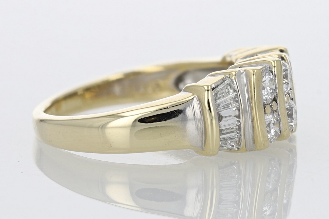 .99ctw Round & Baguette Cut Diamond Wedding Band Ring 14k Yellow Gold ...