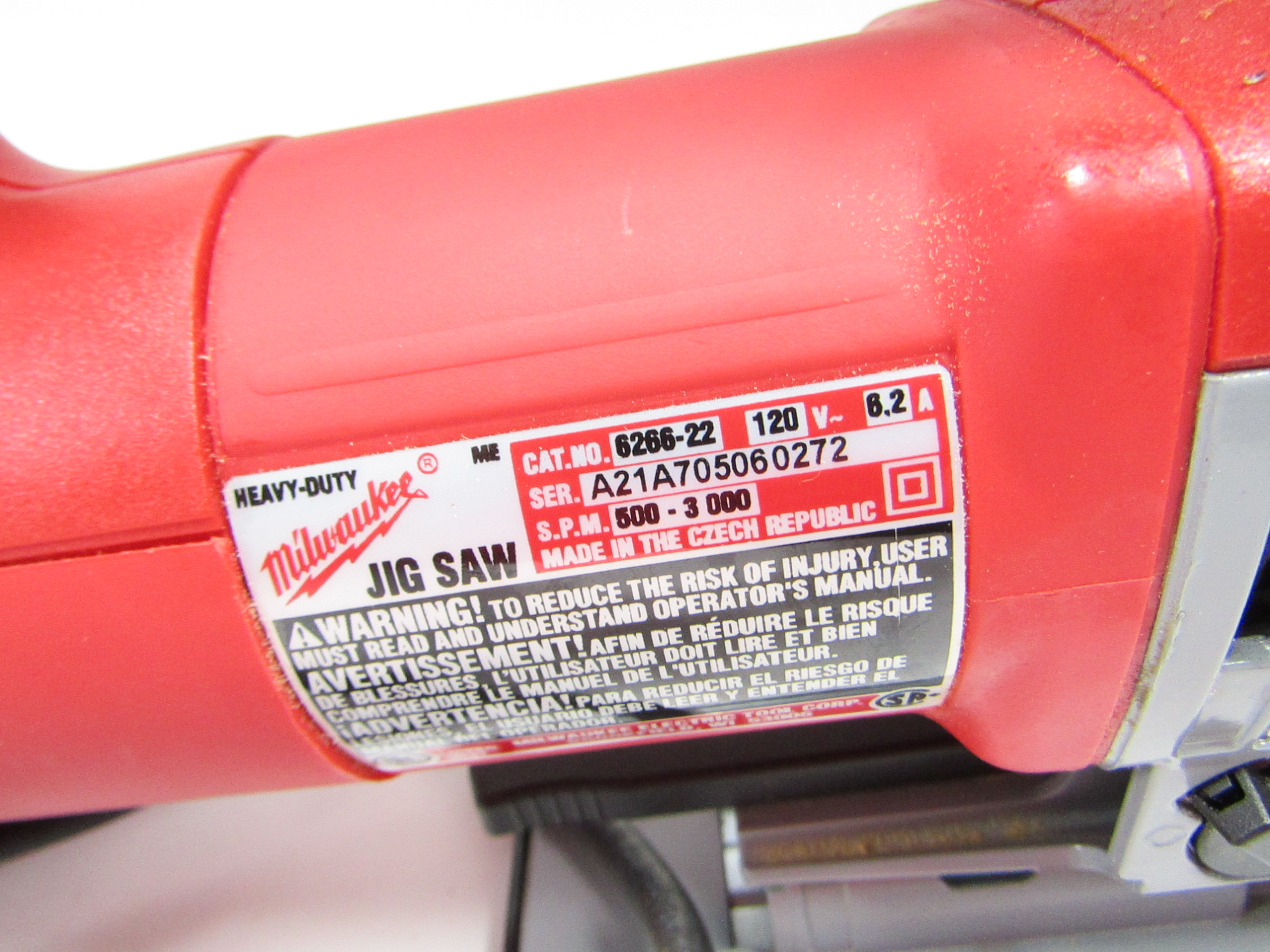 Milwaukee 6266-22 Top Handle Corded 120 Volt Jigsaw