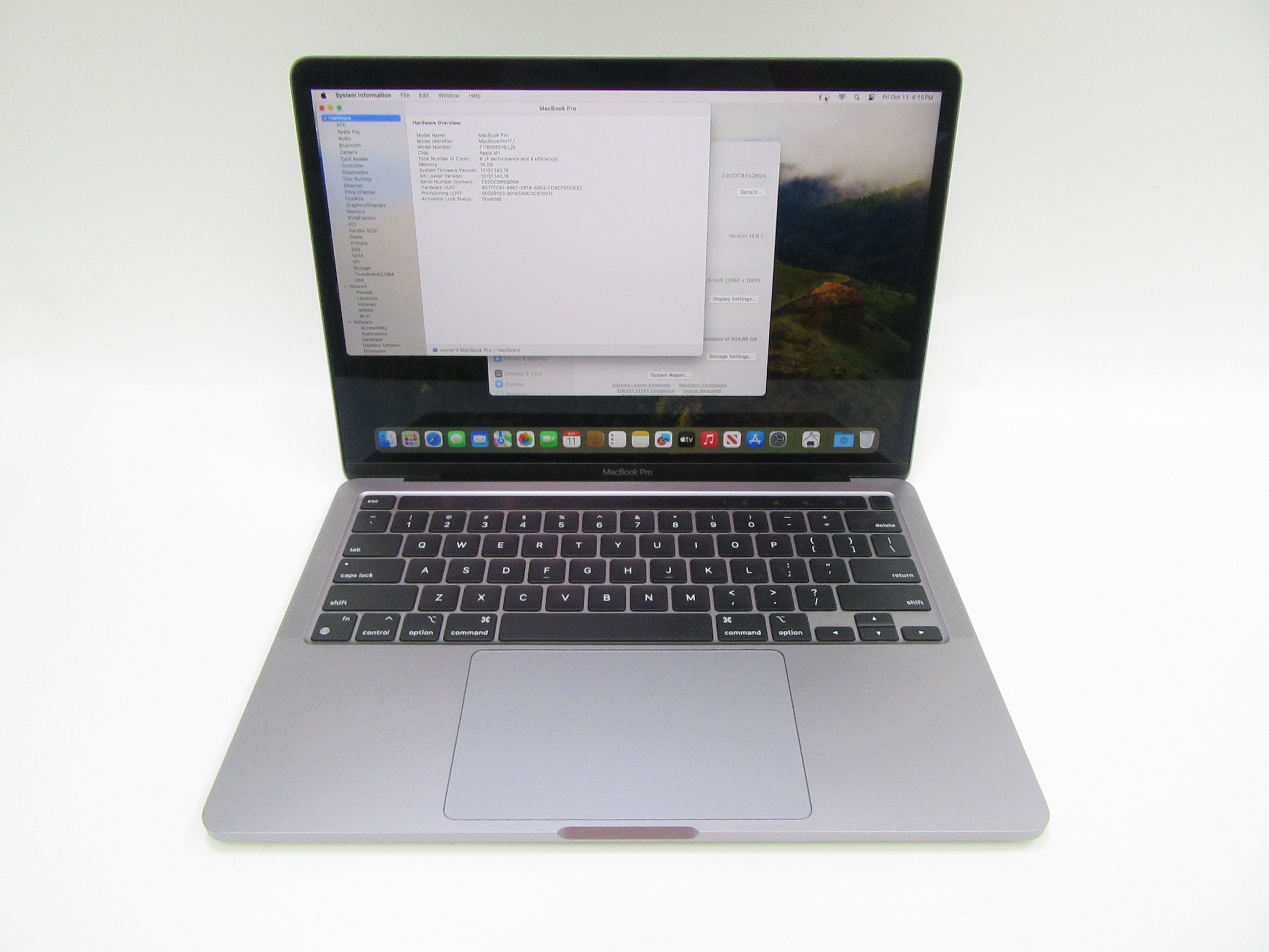 Apple MacBook Pro 2020 MYDA2LL/A Apple M1 3.2GHz 16GB RAM 1TB SSD