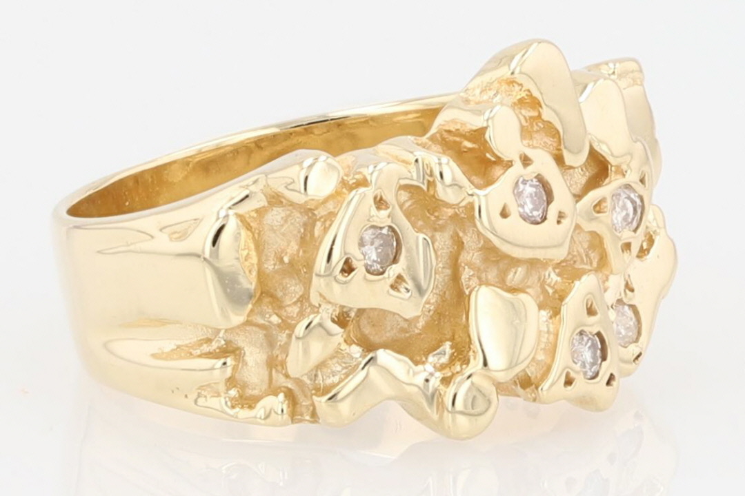 .10ctw Round Diamond Accent Nugget Statement Band Ring 14k Yellow Gold ...