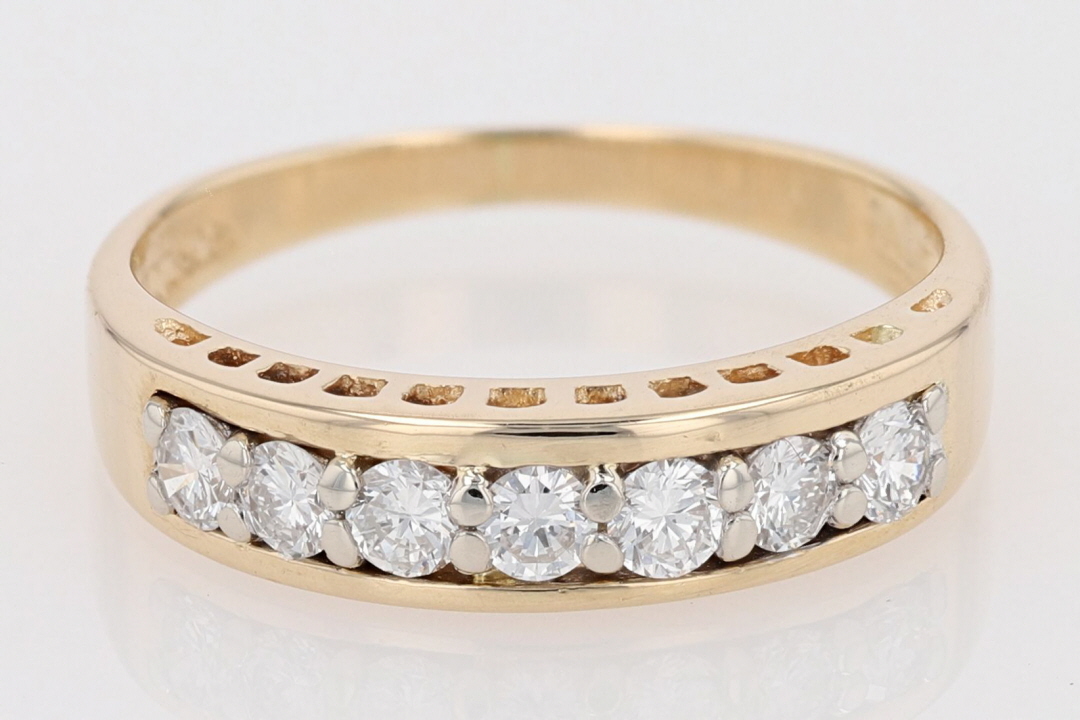 .37ctw Round Cut Diamond Prong Set Wedding Band Ring 14k Yellow Gold Size 6